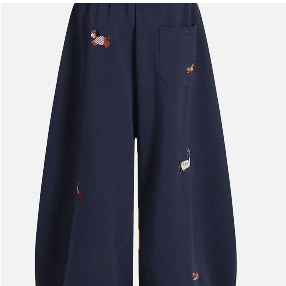 NWOT AELFRIC EDEN EMBROIDERY DOG BAGGY BARREL SWEATPANTS - Picture 2 of 2